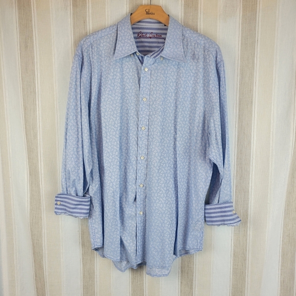 Robert Graham‎ Long Sleeve Button Down Shirt Pastel Blue Size 3XL Stripes - Picture 1 of 14
